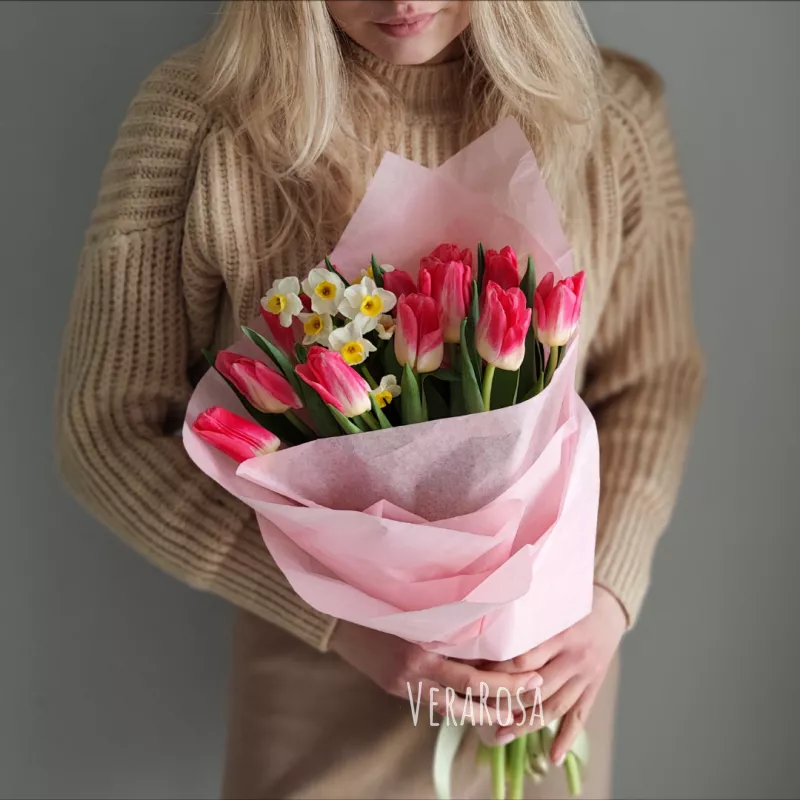 Букет с тюльпанами «Весенний букет Розовый тюльпан» 1