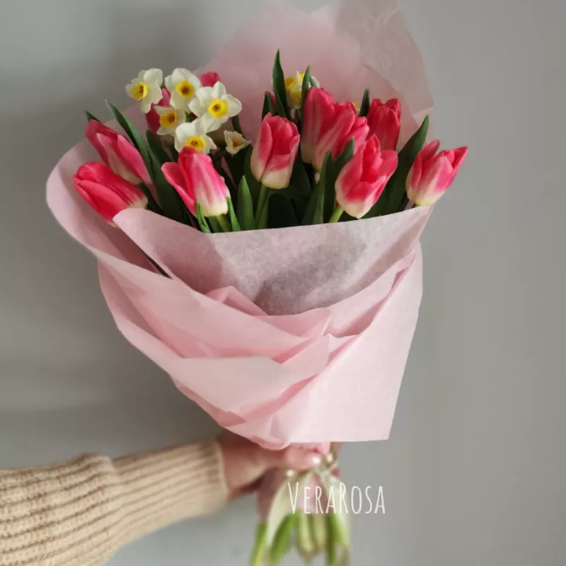 Букет с тюльпанами «Весенний букет Розовый тюльпан»