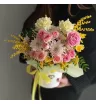 Композиция в коробке Мимоза и роза